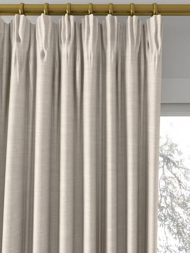 John Lewis Cotton Slub Lined Pencil Pleat Curtains W167 x Drop 228cm Putty