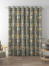 Morris & Co. Pimpernel Pair Thermal Lined Eyelet Curtains 228 x 137cm - Teal - Kazoop 
