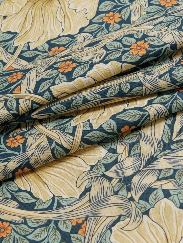 Morris & Co. Pimpernel Pair Thermal Lined Eyelet Curtains 228 x 137cm - Teal - Kazoop 
