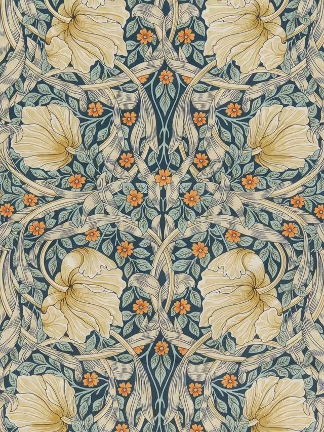 Morris & Co. Pimpernel Pair Thermal Lined Eyelet Curtains 228 x 137cm - Teal - Kazoop 