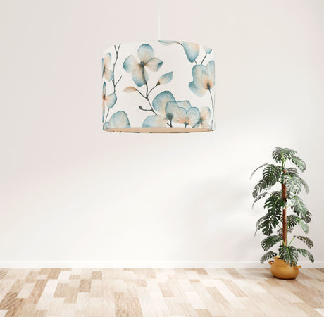 Harlequin Kienze Cotton Floral Modern Drum Lampshade H27 x Dia.40cm - Teal