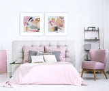 John Lewis Natasha Barnes 'Impression' Framed Print Set of 2 61x61cm - Pink