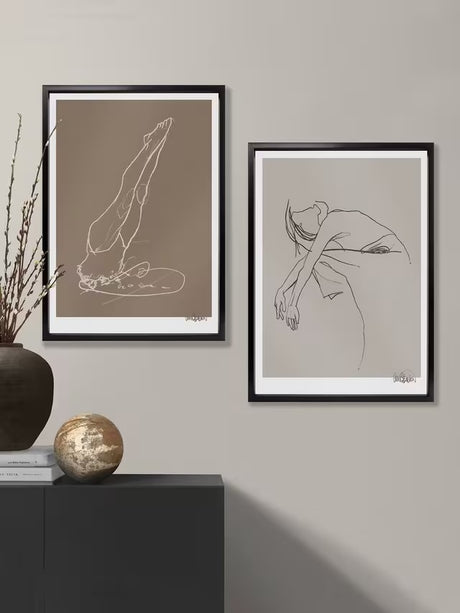 Brookpace Lascelles Anna Bulow 'Flow 5' Framed Print 75 x 55cm - Grey