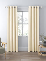 NEW John Lewis Textured Weave Blackout Lined Eyelet Curtains W228 x 274cm Cream