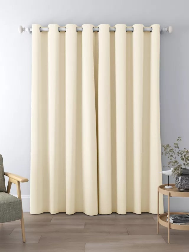 John Lewis Textured Blackout/Thermal Lined Eyelet Curtains 228x182cm - Cream
