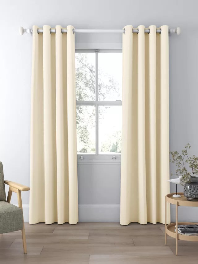 John Lewis Textured Blackout/Thermal Lined Eyelet Curtains 228x182cm - Cream