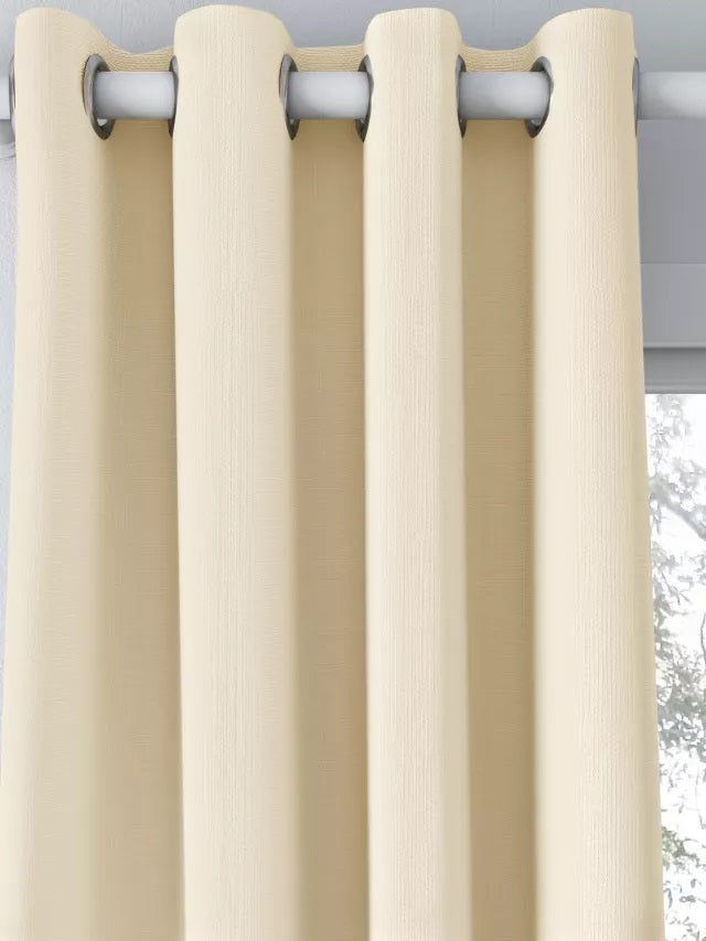 John Lewis Textured Blackout/Thermal Lined Eyelet Curtains 228x182cm - Cream