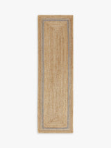 John Lewis Hand Woven Jute Border Runner Rug L240 x W70cm - Natural
