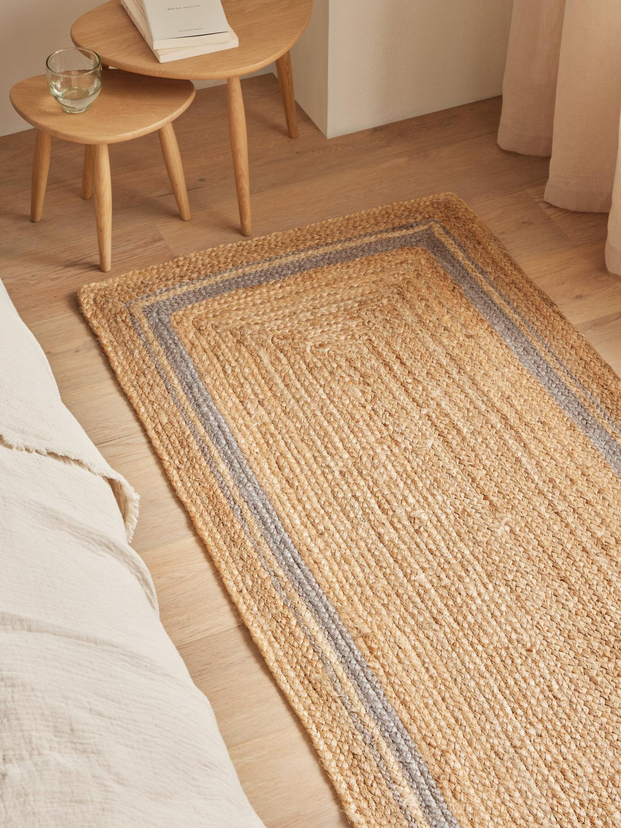 John Lewis Hand Woven Jute Border Runner Rug L240 x W70cm - Natural