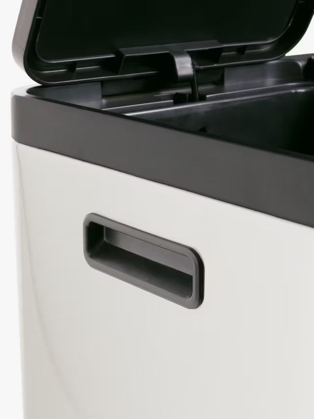 John Lewis 2 Section 60L Recycling Pedal Bin with Handles - Stainless Steel