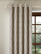 John Lewis Picot Stripe Pair Lined Eyelet Curtains W228 x Drop 274cm - Navy - Kazoop 