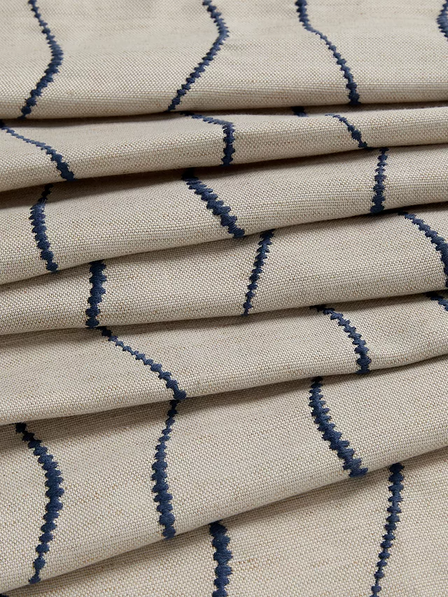 John Lewis Picot Stripe Pair Lined Eyelet Curtains W228 x Drop 274cm - Navy - Kazoop 
