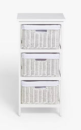 John Lewis Rattan 3 Drawer Bathroom Storage Unit 77 x 34 x 37cm - White