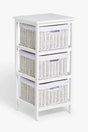 John Lewis Rattan 3 Drawer Bathroom Storage Unit 77 x 34 x 37cm - White - Kazoop 