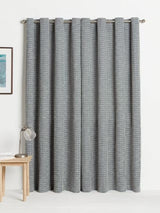 John Lewis Rona Weave Pair Lined Eyelet Curtains W228 x D274cm - Loch Blue