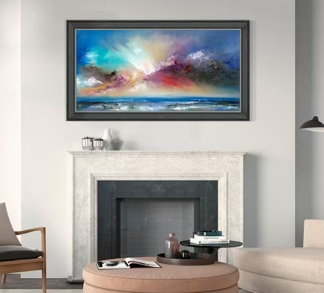 John Lewis Anna Schofield 'Blue Delight' Framed Print 73 x123cm - Blue/Multi