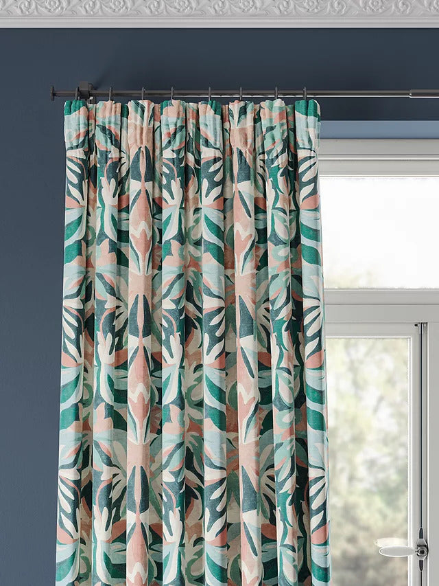 Harlequin Melora Pair Lined Pencil Pleat Curtains W167 x D137cm - Teal/Pink