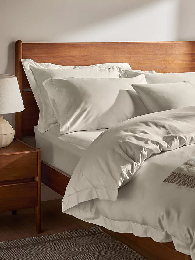 John Lewis 400 Thread Count Cotton Super King Duvet Cover - Natural Cream - Kazoop 