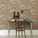 Mulberry Home FG090/H22 Flying Ducks Wallpaper L10m x W52cm - Sky/Moss - Kazoop 