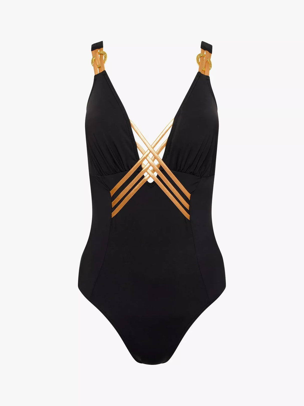 NAIA Beach Women's Raquel Interlaced Front Plunge Neck Swimsuit - Black - 10