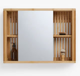 John Lewis Mirrored Slatted Bamboo 1 Shelf Bathroom Wall Cabinet - Natural