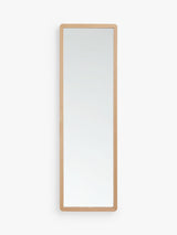 John Lewis Slim Rectangular Solid Oak Wood Hall Mirror 140 x 43cm - Natural