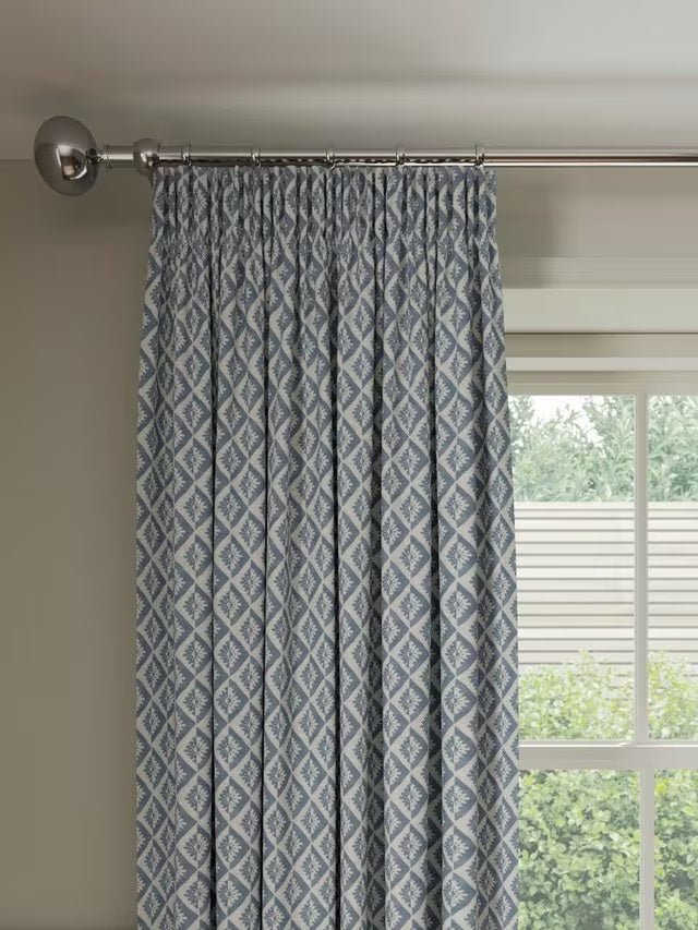 John Lewis Jaya Pair Lined Pencil Pleat Curtains W167 x D137cm - Lake Blue