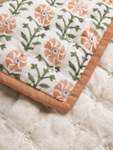 John Lewis Aria Floral Reversible Quilted Bedspread 220 x 220cm - Terracotta - Kazoop 