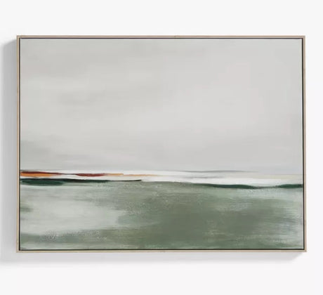 John Lewis 'Misty Fields' Abstract Framed Canvas 75 x 100cm - Green/Multi - Kazoop 