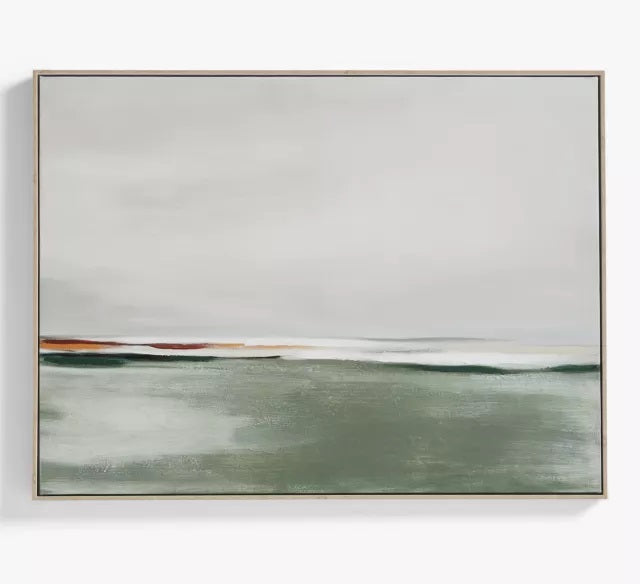 John Lewis 'Misty Fields' Abstract Framed Canvas 75 x 100cm - Green/Multi - Kazoop 