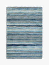 John Lewis Stria Stripe Hand Loomed Rectangular Wool Rug 240 x 170cm - Blue