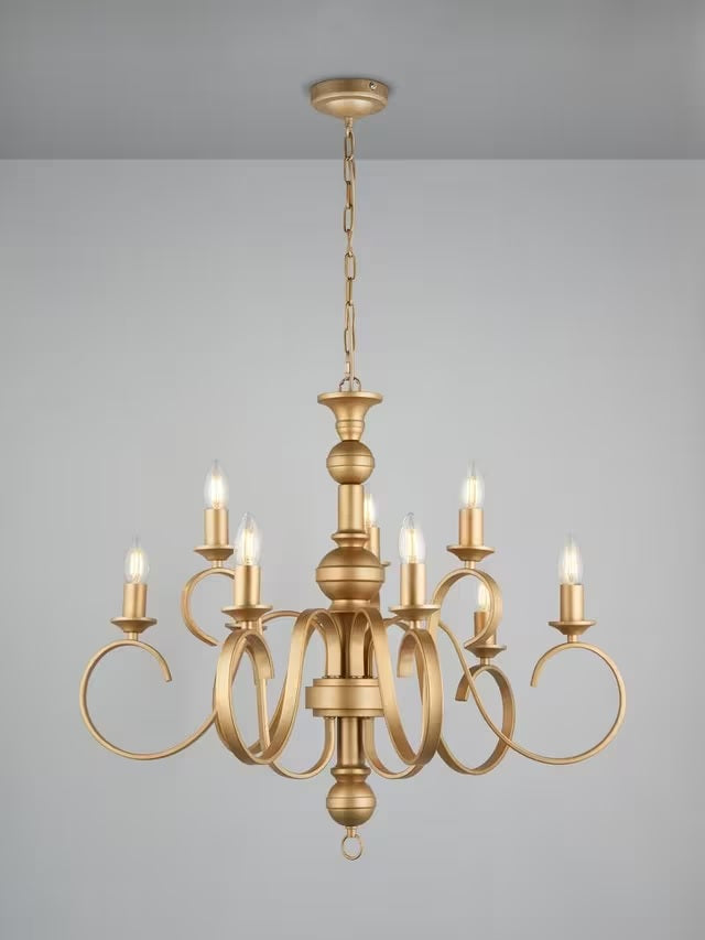 John Lewis Carlita XL Adjustable Traditional Candle Ceiling Light - Gold