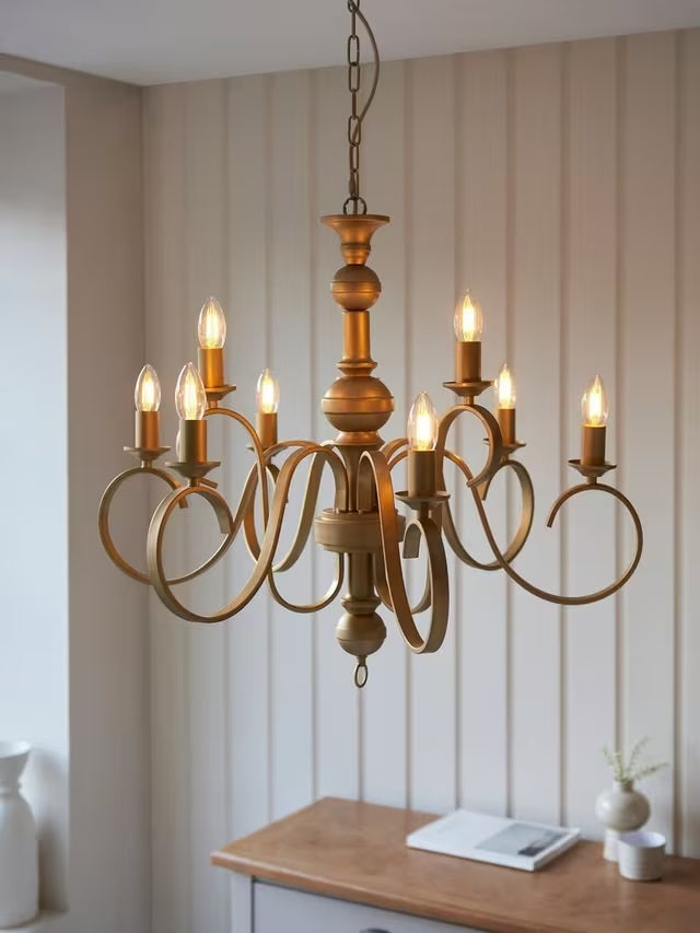 John Lewis Carlita XL Adjustable Traditional Candle Ceiling Light - Gold