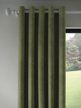 John Lewis Velvet Pair Lined Eyelet Curtains - Avocado - W167 x Drop 274cm