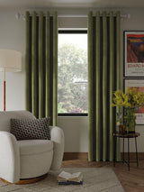 John Lewis Velvet Pair Lined Eyelet Curtains - Avocado - W167 x Drop 274cm