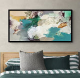 Natasha Barnes Evergreen Abstract Framed Print 63.5 x 123.5cm - Green/Multi