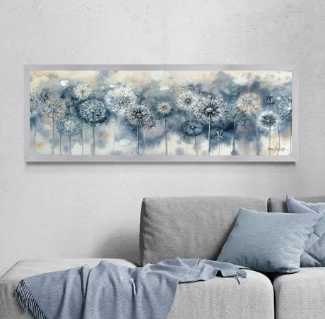 John Lewis Catherine Stephenson 'Blue Dandelion' Framed Print 44.5 x 124.5cm - Kazoop 