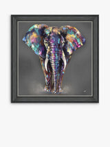 John Lewis Louise Luton 'Hugo' Elephant Framed Print 83 x 83cm - Grey/Multi