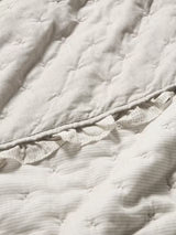 John Lewis Chambray Stripe Quilted Frilled Bedspread 250 x 260cm - Natural