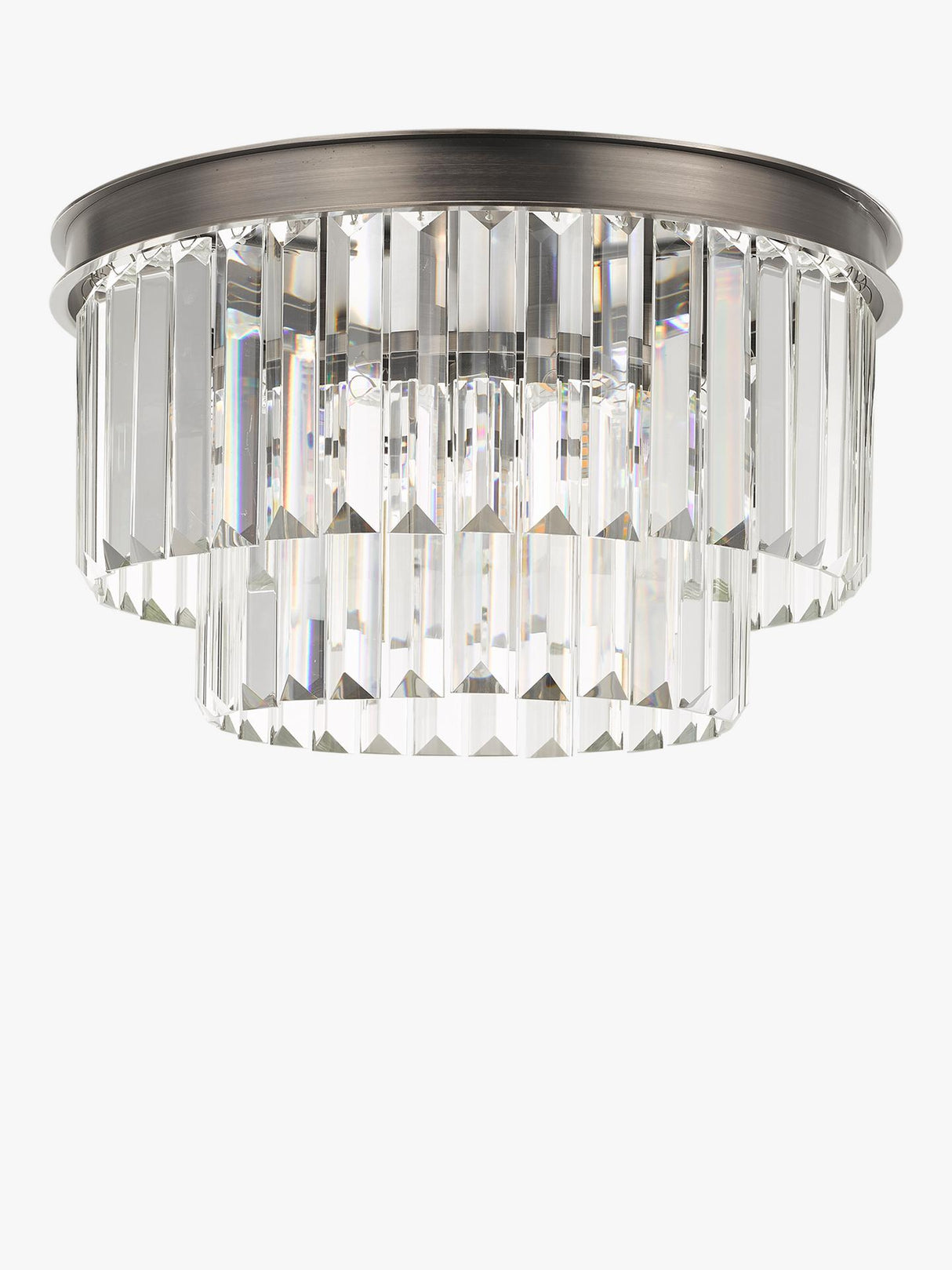 John Lewis Gatsby Tiered Glass Semi Flush Ceiling Light H19 x W35cm Pewter