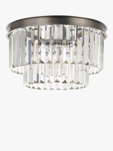 John Lewis Gatsby Tiered Glass Semi Flush Ceiling Light H19 x W35cm Pewter