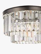 John Lewis Gatsby Tiered Glass Semi Flush Ceiling Light H19 x W35cm Pewter