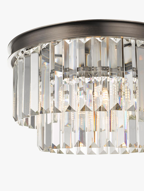 John Lewis Gatsby Tiered Glass Semi Flush Ceiling Light H19 x W35cm Pewter