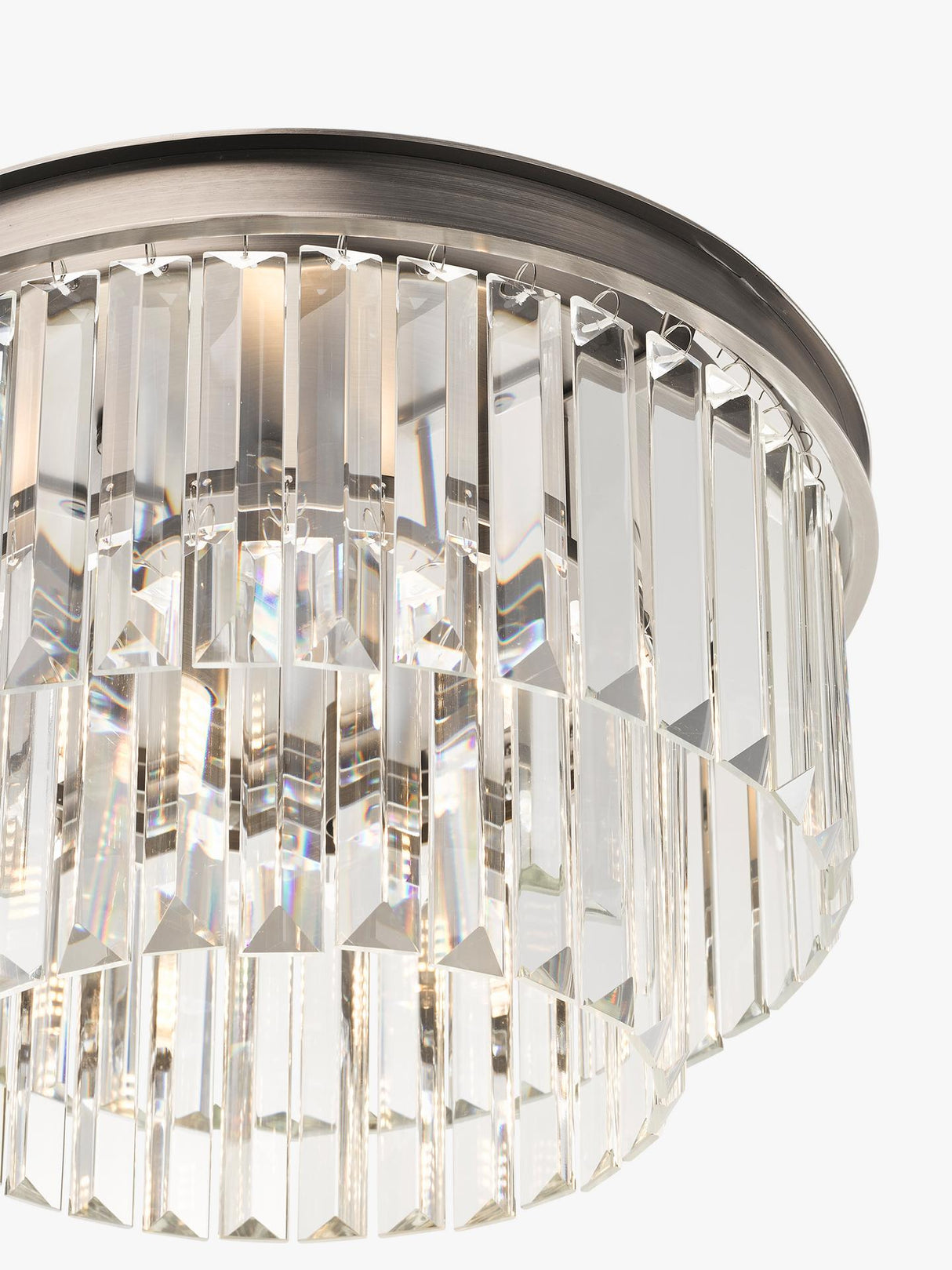 John Lewis Gatsby Tiered Glass Semi Flush Ceiling Light H19 x W35cm Pewter