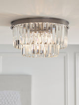 John Lewis Gatsby Tiered Glass Semi Flush Ceiling Light H19 x W35cm Pewter