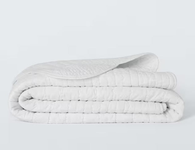 John Lewis Scallop Breathable Cotton Quilted Bedspread 220 x 220cm - White