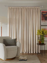 John Lewis Velvet Pair Lined Pencil Pleat Curtains - W228 x D274cm - Putty