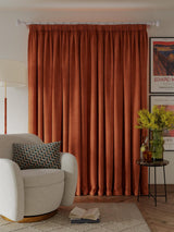 John Lewis Velvet Pair Lined Pencil Pleat Curtains Sienna W167 x Drop 228cm