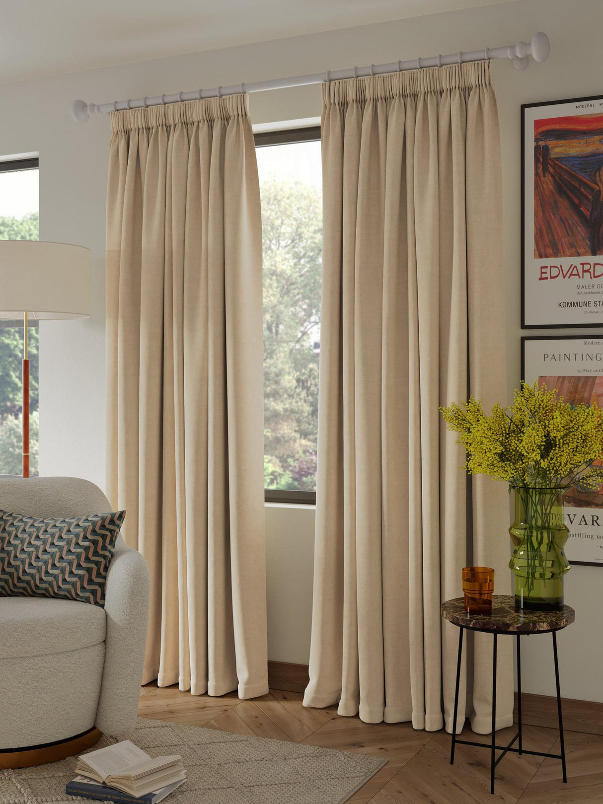 John Lewis Textured Blackout Lined Pencil Pleat Curtains W228 x Drop 274cm