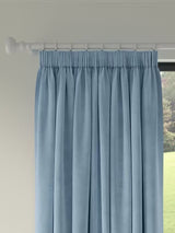 John Lewis Velvet Pair Lined Pencil Pleat Curtains W228 x D228cm - Blue